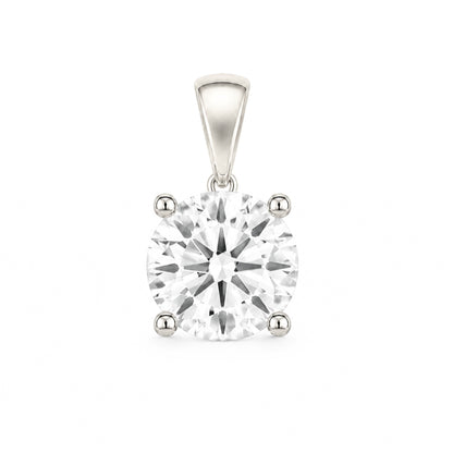 14K Gold Round Cut Moissanite Solitaire Pendant Only - Dangle Bail