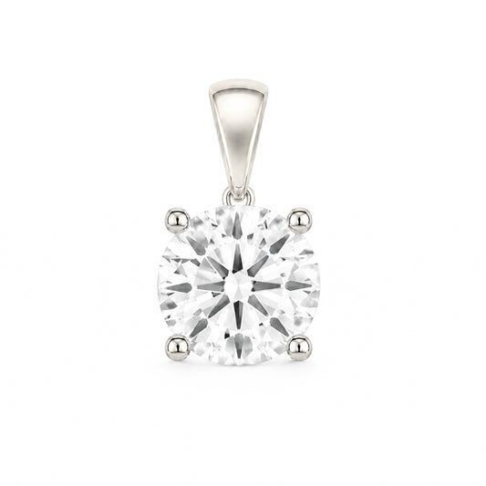 14K Gold Round Cut Moissanite Solitaire Pendant Only - Dangle Bail