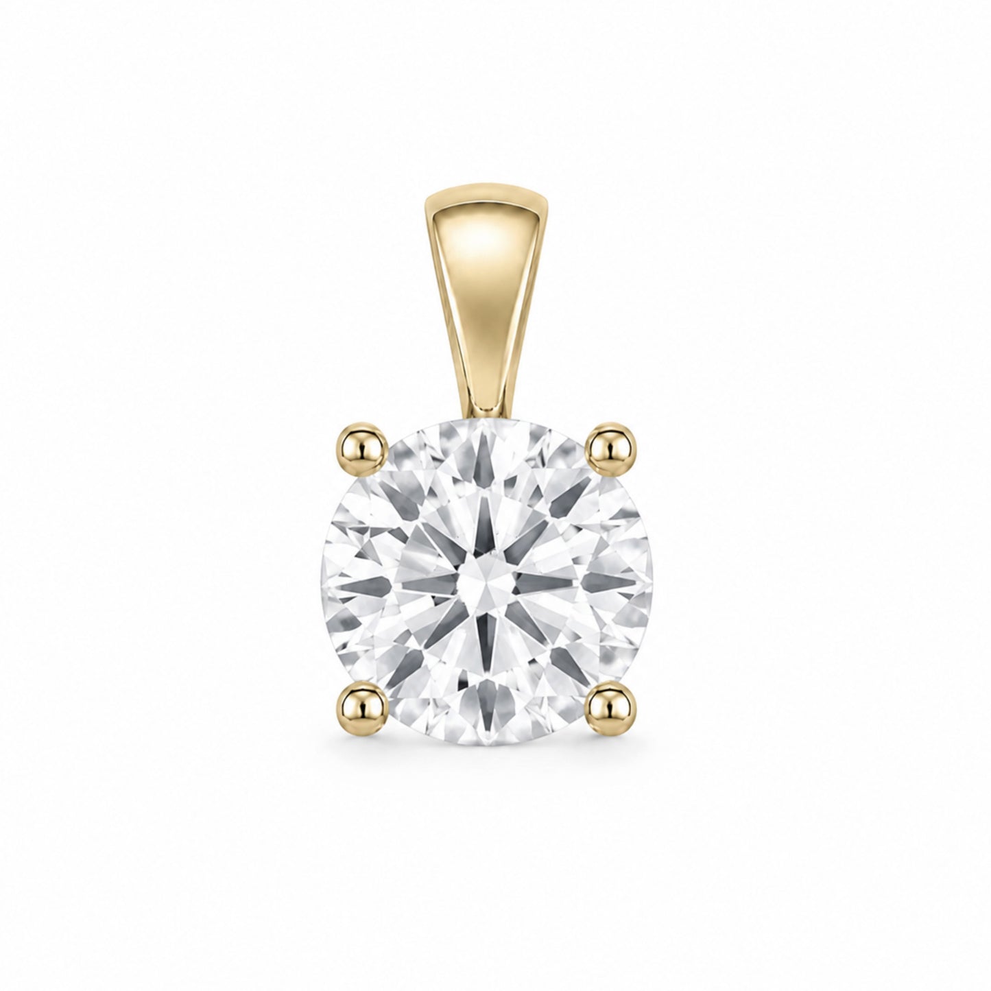 14K Gold Round Cut Moissanite Solitaire Pendant Only - Solid Bail