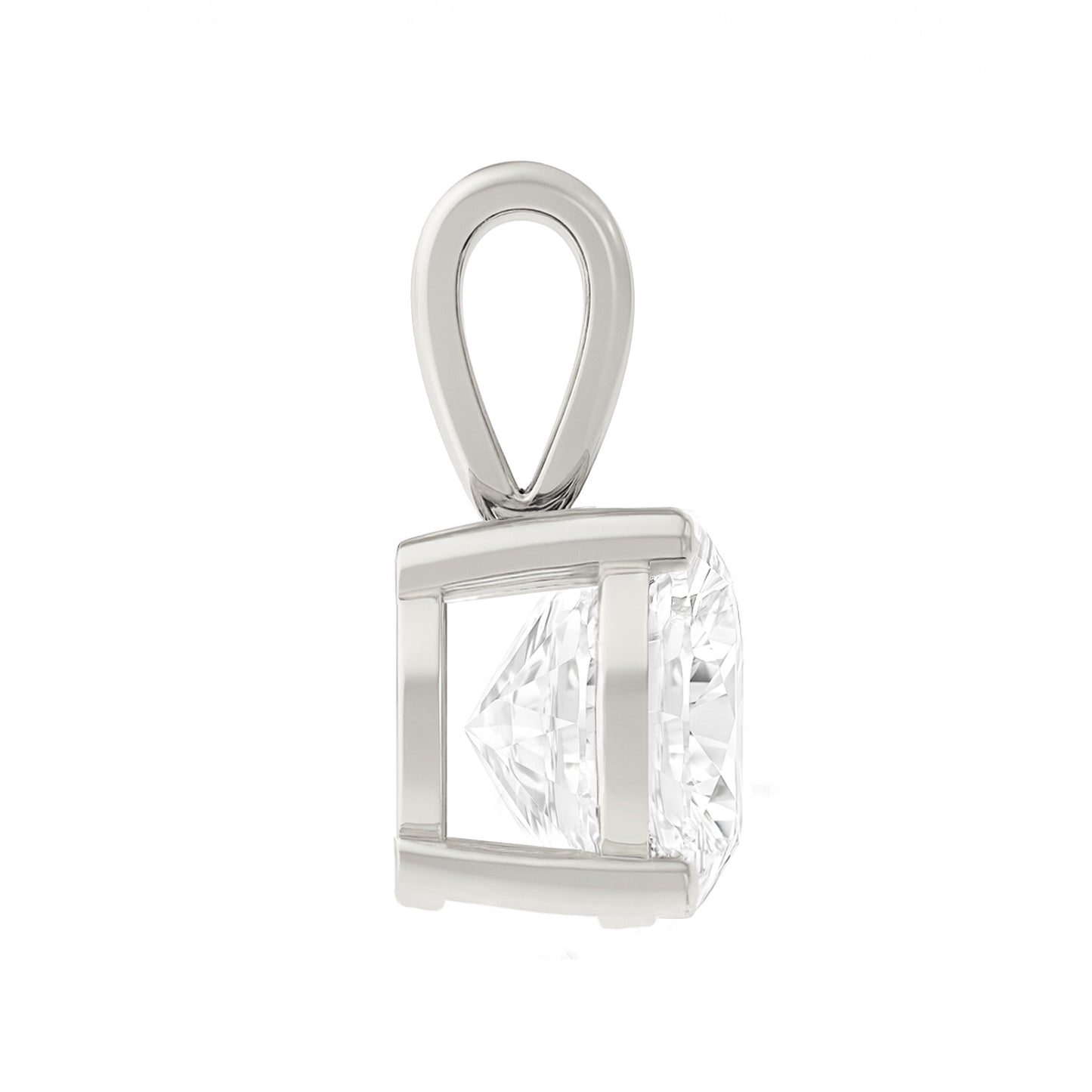 14K Gold Round Cut Moissanite Solitaire Pendant Only - Solid Bail