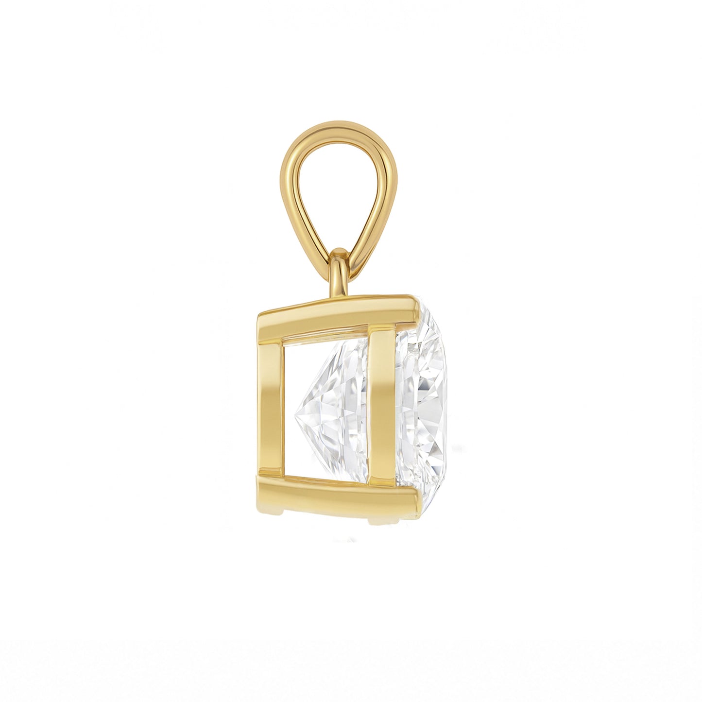 14K Gold Round Cut Moissanite Solitaire Pendant Only - Dangle Bail