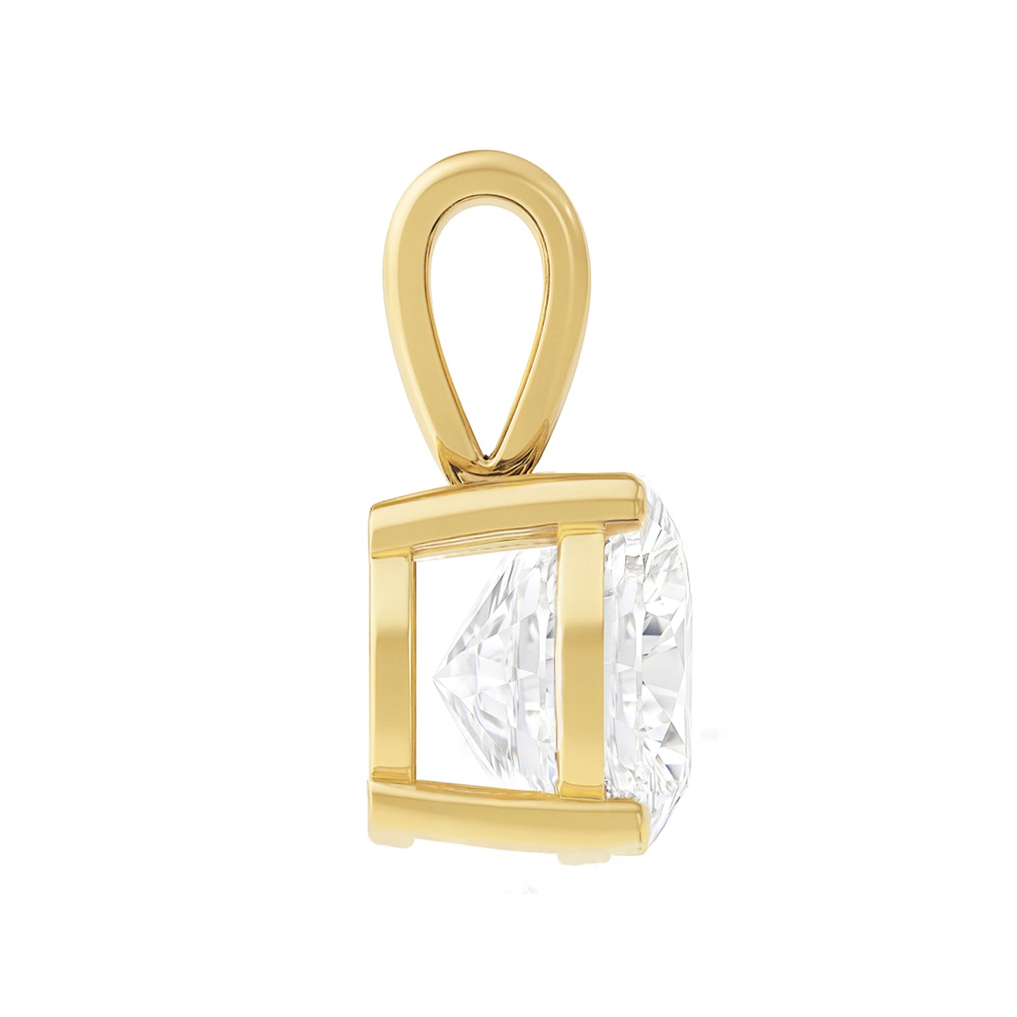 14K Gold Round Cut Moissanite Solitaire Pendant Only - Solid Bail