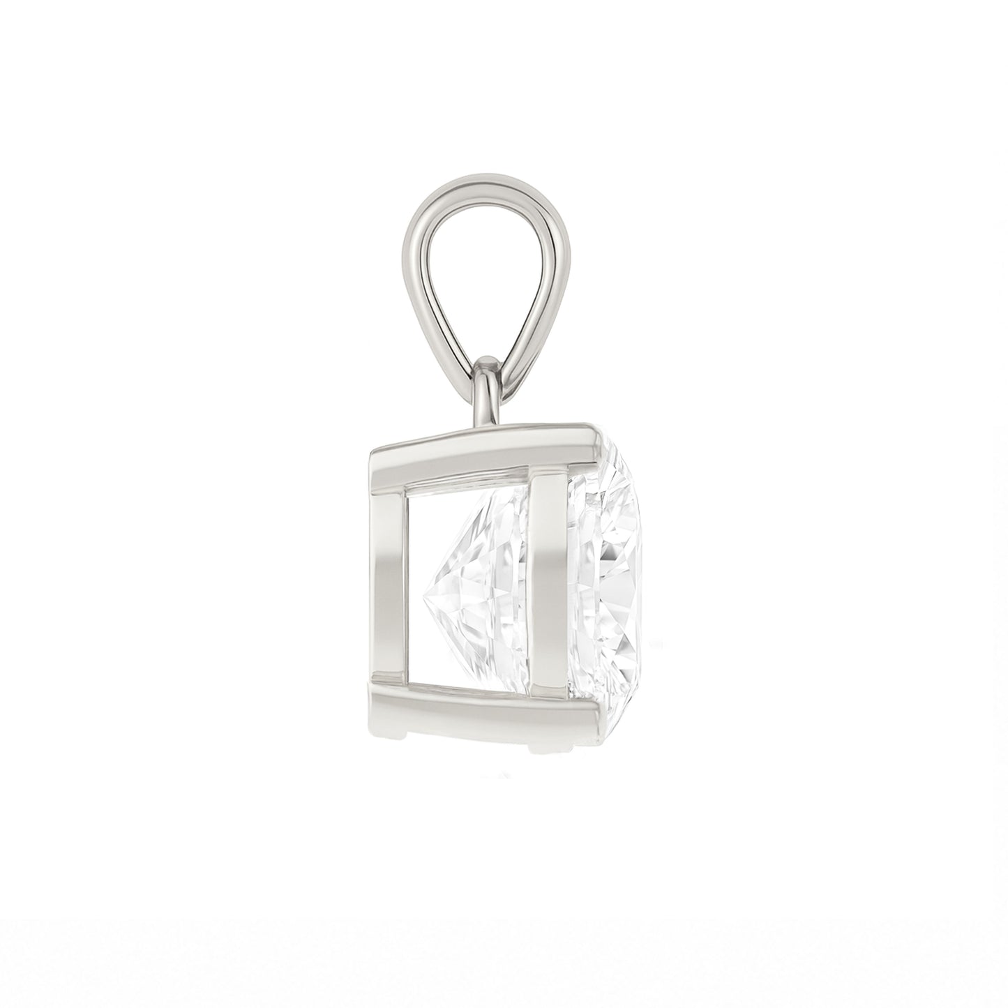 14K Gold Round Cut Moissanite Solitaire Pendant Only - Dangle Bail