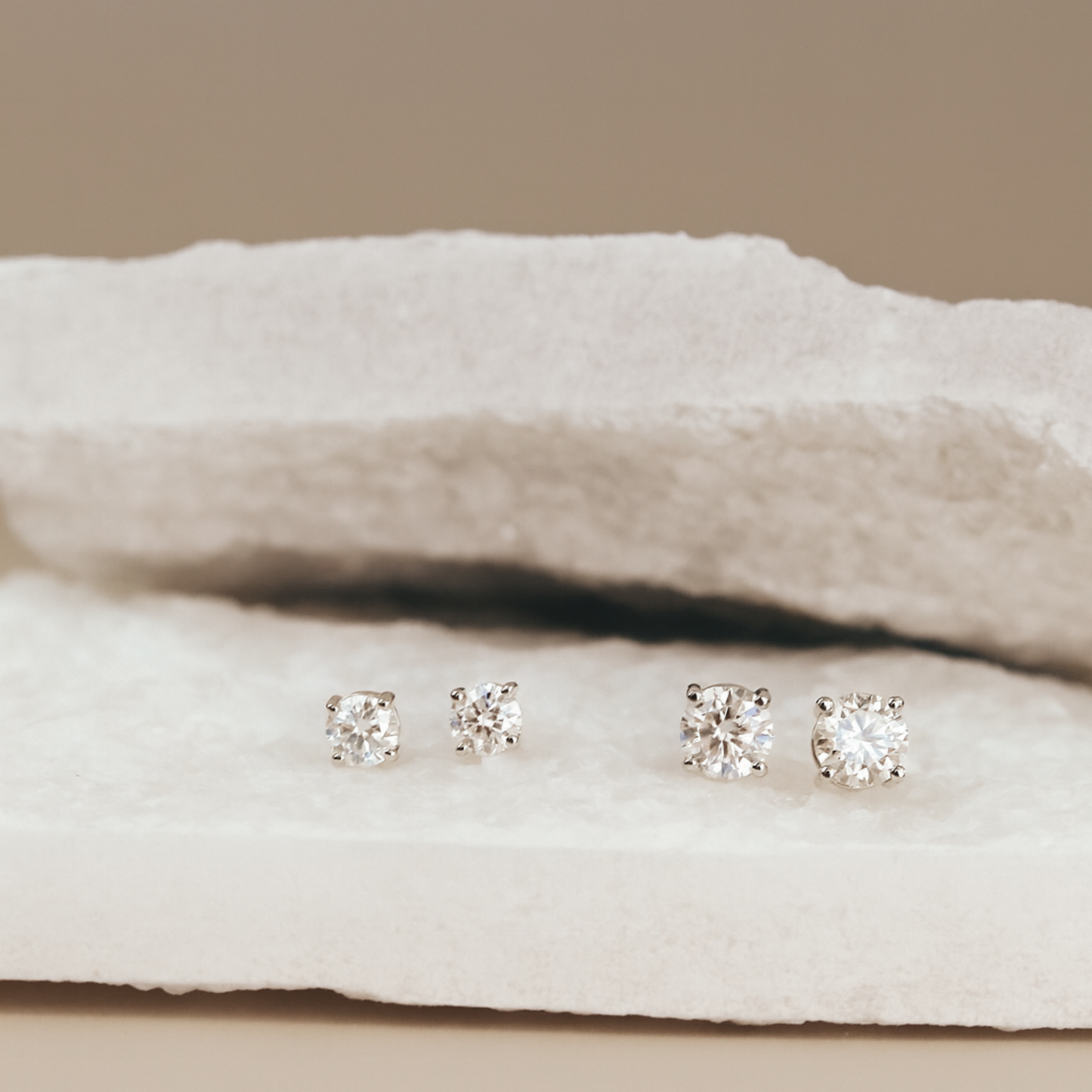 14K Gold Round Cut Moissanite Solitaire Stud Earrings - Screw Backs