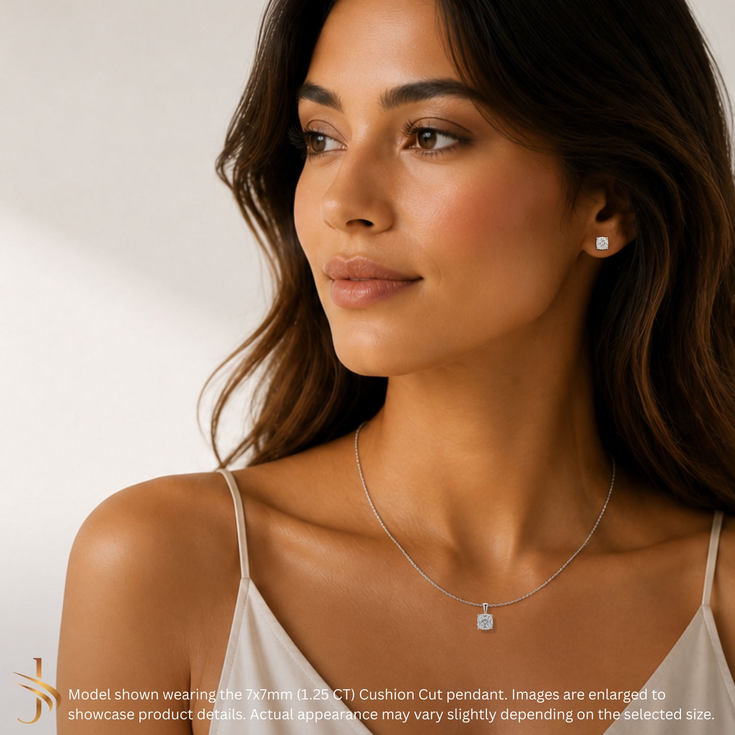 14K Gold Cushion Cut Moissanite Solitaire Pendant Only - Solid Bail