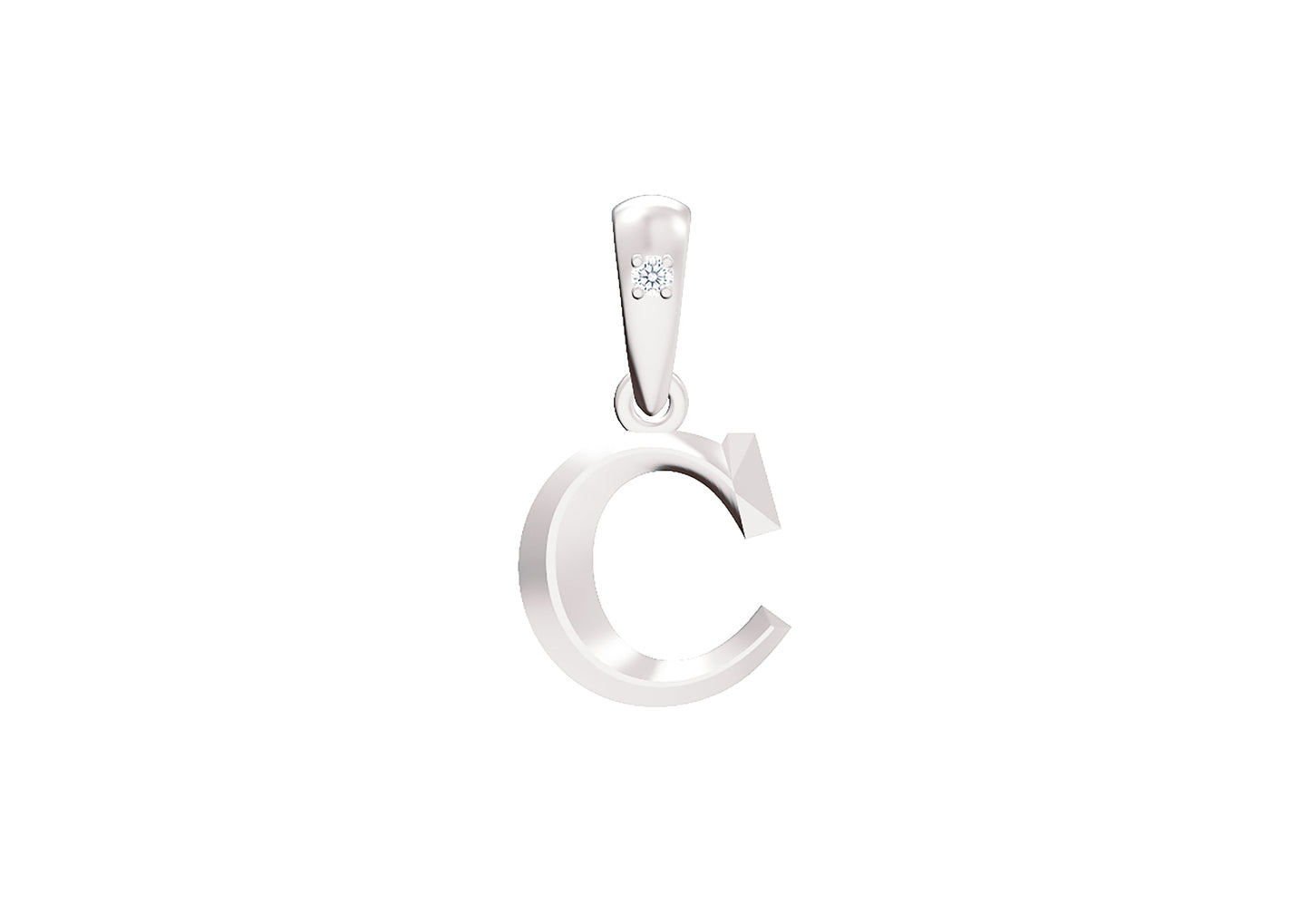 10K Gold Letter with 0.90mm Diamond Pendant Only - Dangle Bail