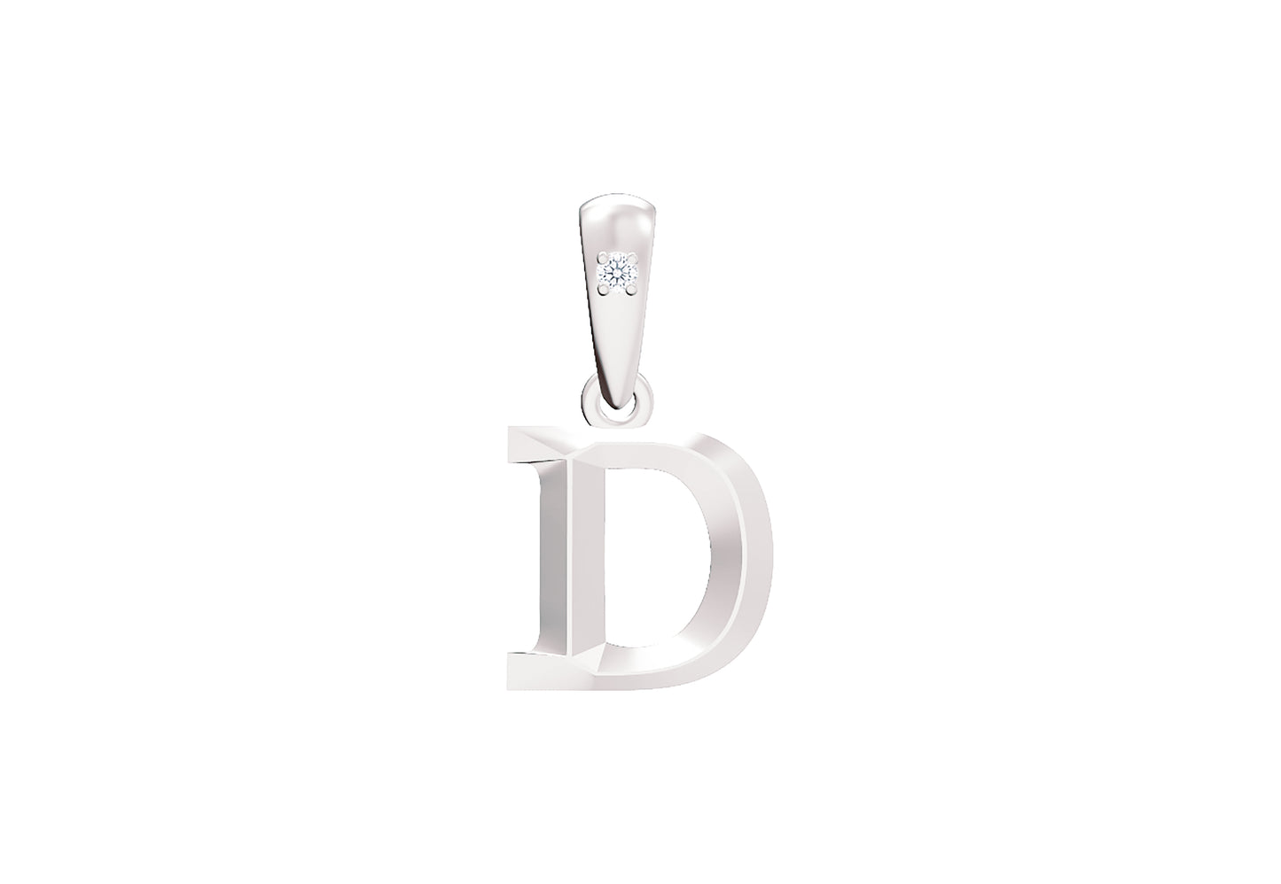 10K Gold Letter with 0.90mm Diamond Pendant Only - Dangle Bail