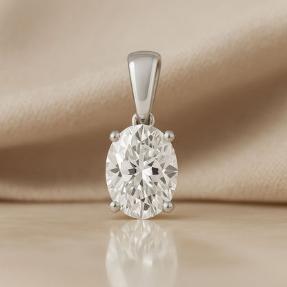 14K Gold Oval Cut Moissanite Solitaire Pendant Only - Dangle Bail