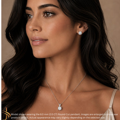 14K Gold Round Cut Moissanite Solitaire Pendant Only - Double Loop Bail