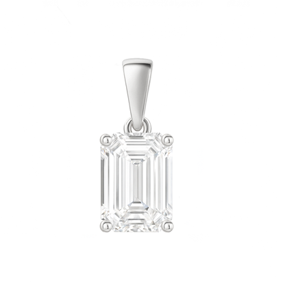 10K Gold Emerald Cut Moissanite Solitaire Pendant Only - Dangle Bail