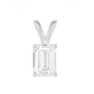 10K Gold Emerald Cut Moissanite Solitaire Pendant Only - Double Loop Bail