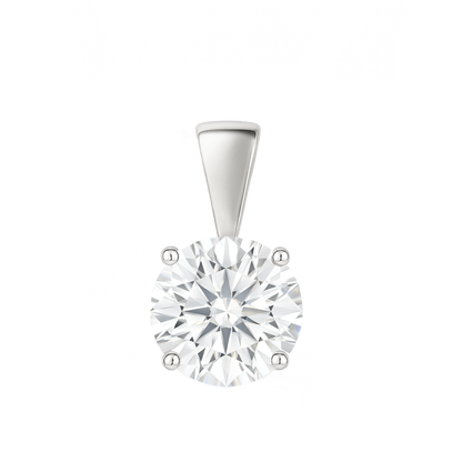 14K Gold Round Cut Moissanite Solitaire Pendant Only - Solid Bail