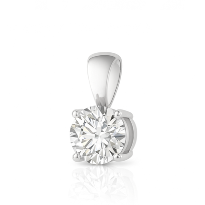 14K Gold Round Cut Moissanite Solitaire Necklace - Solid Bail on Cable Chain