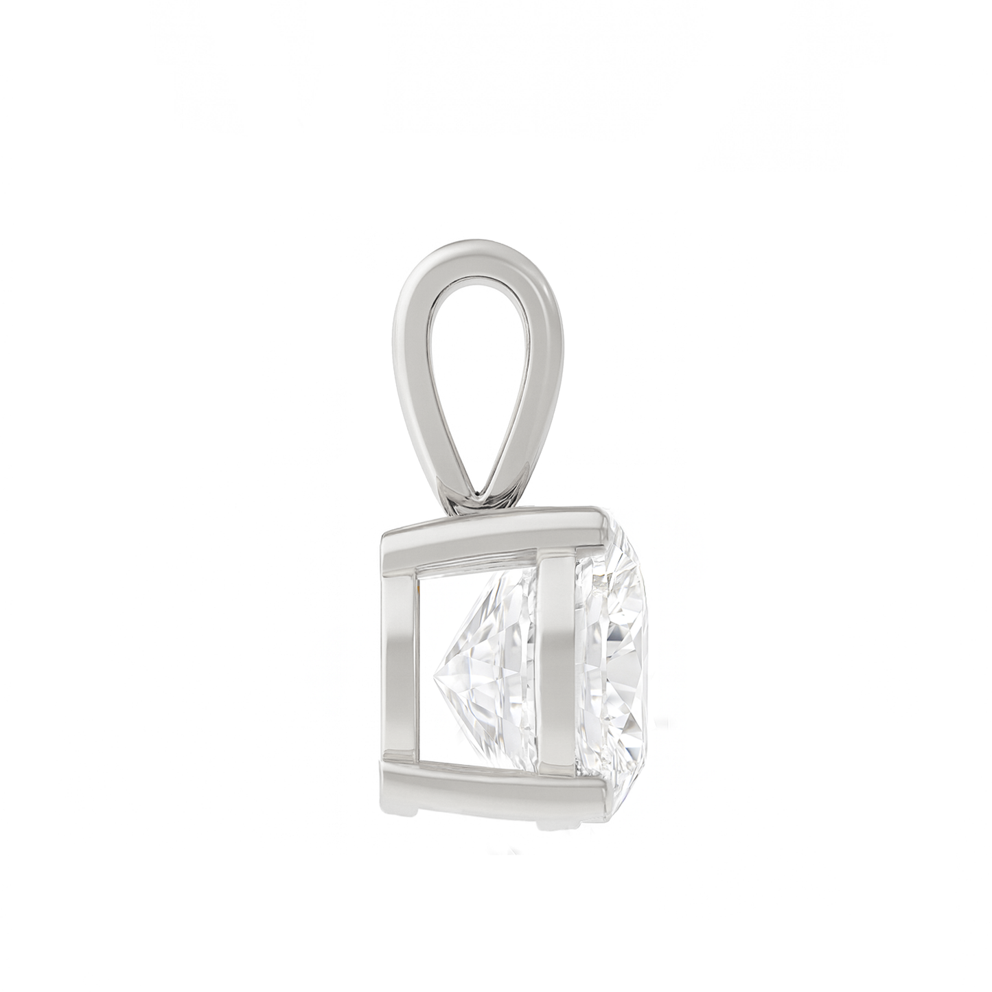 14K Gold Round Cut Moissanite Solitaire Pendant Only - Solid Bail