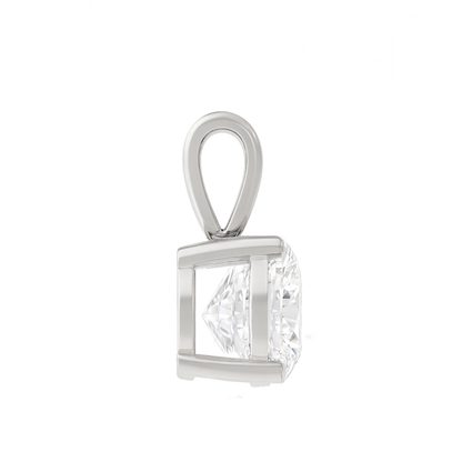 14K Gold Round Cut Moissanite Solitaire Pendant Only - Solid Bail