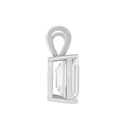 10K Gold Emerald Cut Moissanite Solitaire Pendant Only - Double Loop Bail