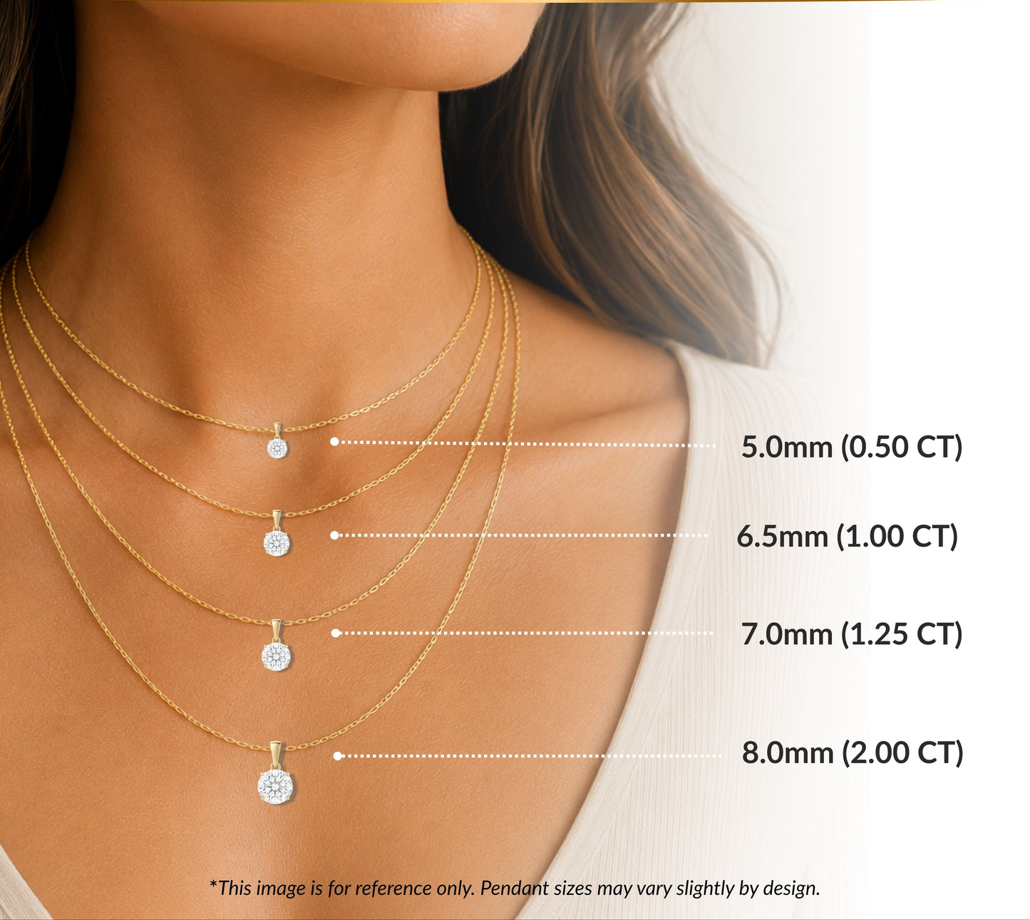 14K Gold Round Cut Moissanite Solitaire Pendant Only - Dangle Bail