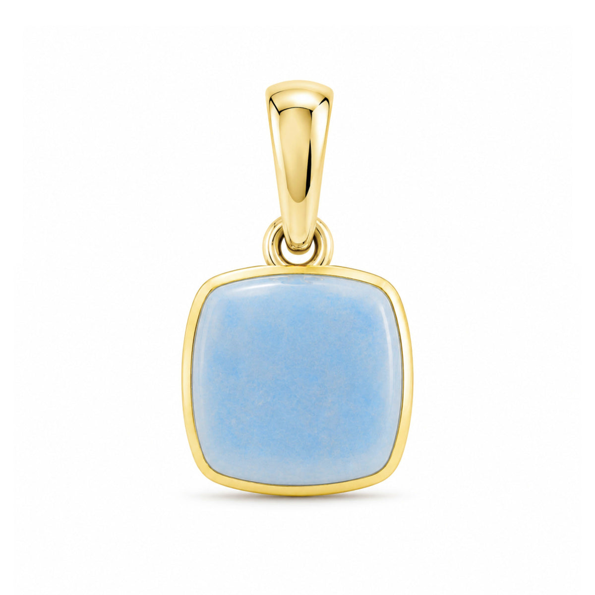 Milky Aqua Blue Cushion Pendant in Sterling Silver