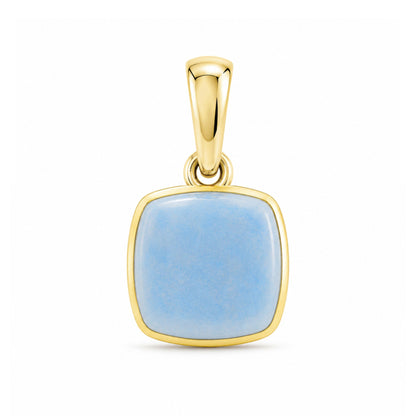 Milky Aqua Blue Cushion Pendant in Sterling Silver