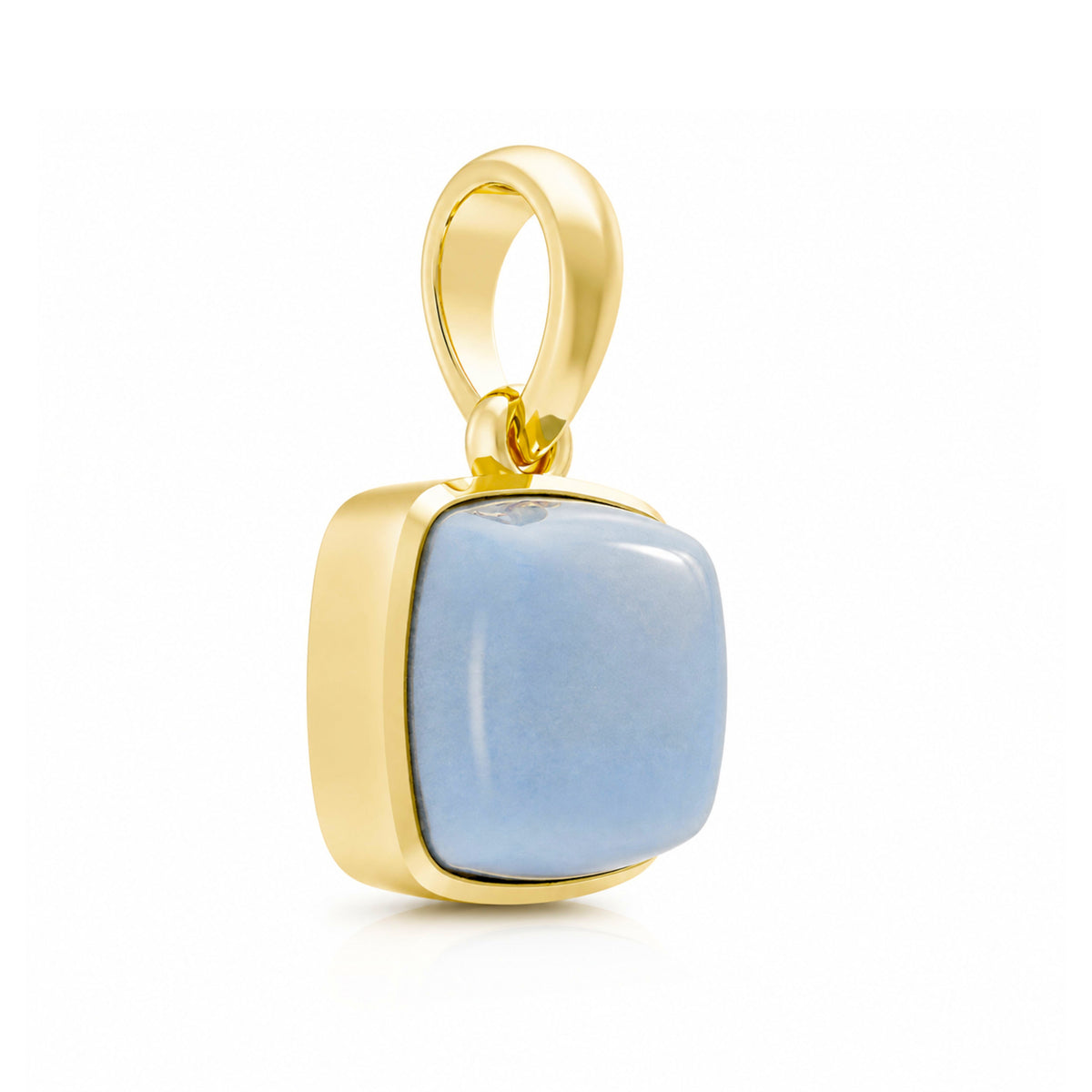 Milky Aqua Blue Cushion Pendant in Sterling Silver