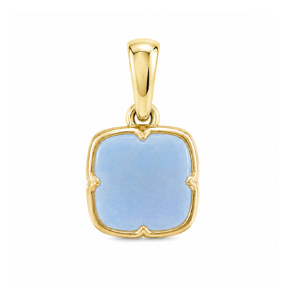 Milky Aqua Blue Sculpted Cushion Pendant in Sterling Silver