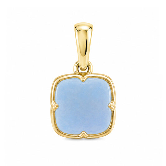 Milky Aqua Blue Sculpted Cushion Pendant in Sterling Silver