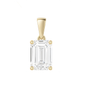 10K Gold Emerald Cut Moissanite Solitaire Pendant Only - Dangle Bail