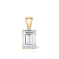 14K Gold Emerald Cut Moissanite Solitaire Pendant Only - Solid Bail