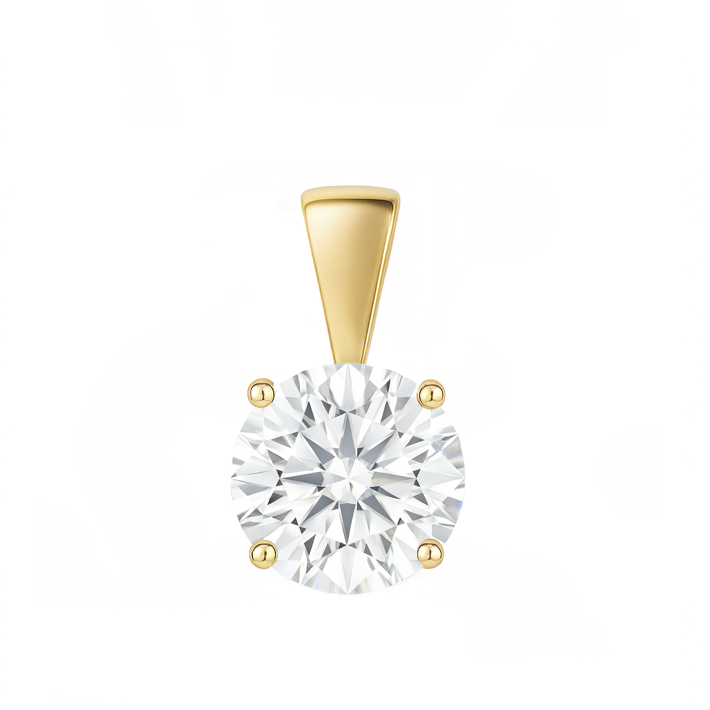 14K Gold Round Cut Moissanite Solitaire Pendant Only - Solid Bail