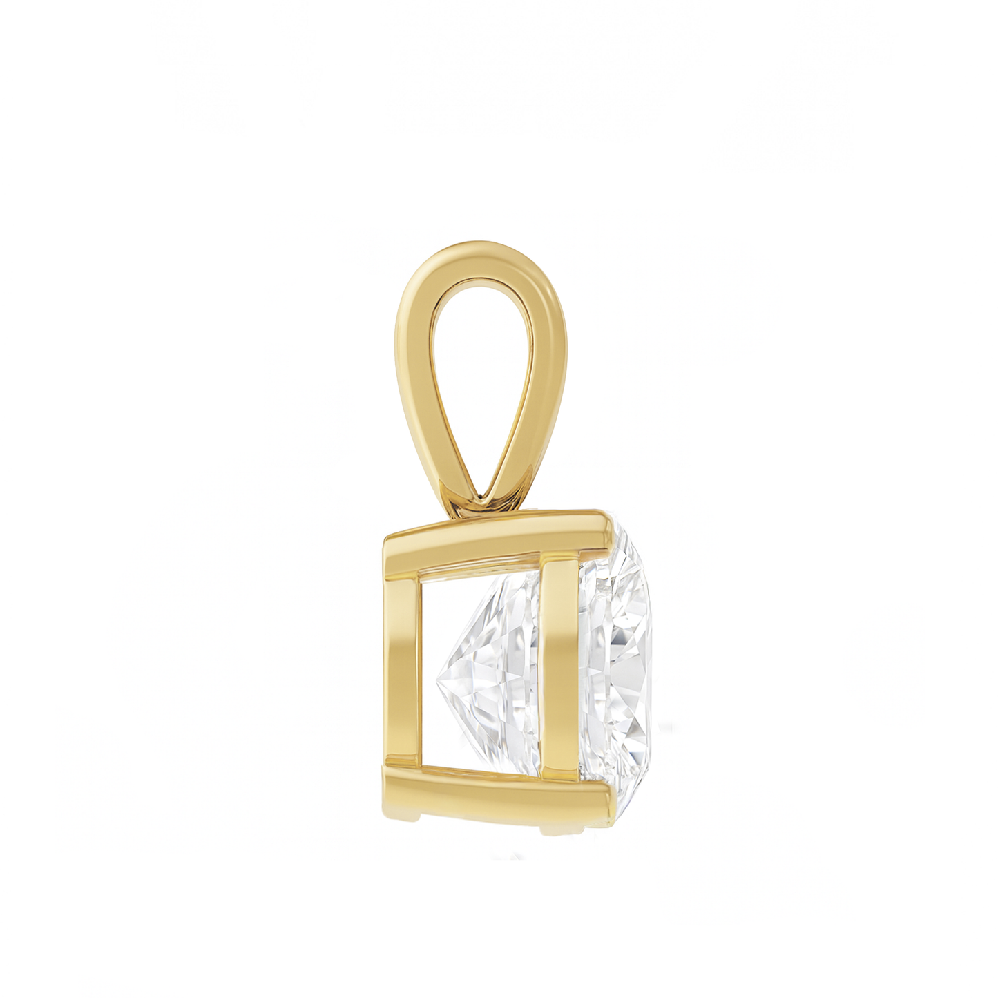 14K Gold Round Cut Moissanite Solitaire Pendant Only - Solid Bail