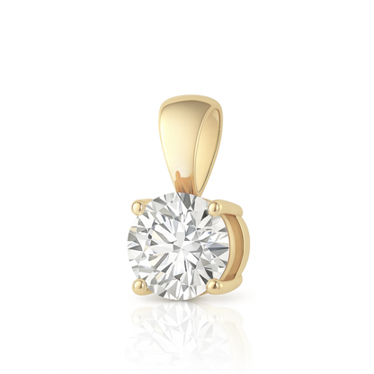 14K Gold Round Cut Moissanite Solitaire Necklace - Solid Bail on Cable Chain