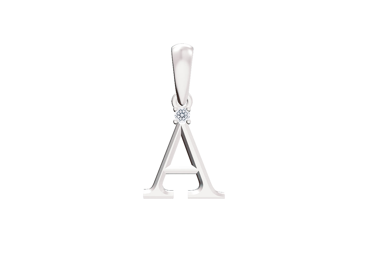 10K Gold Letter with 1.6mm Diamond Pendant Only - Dangle Bail
