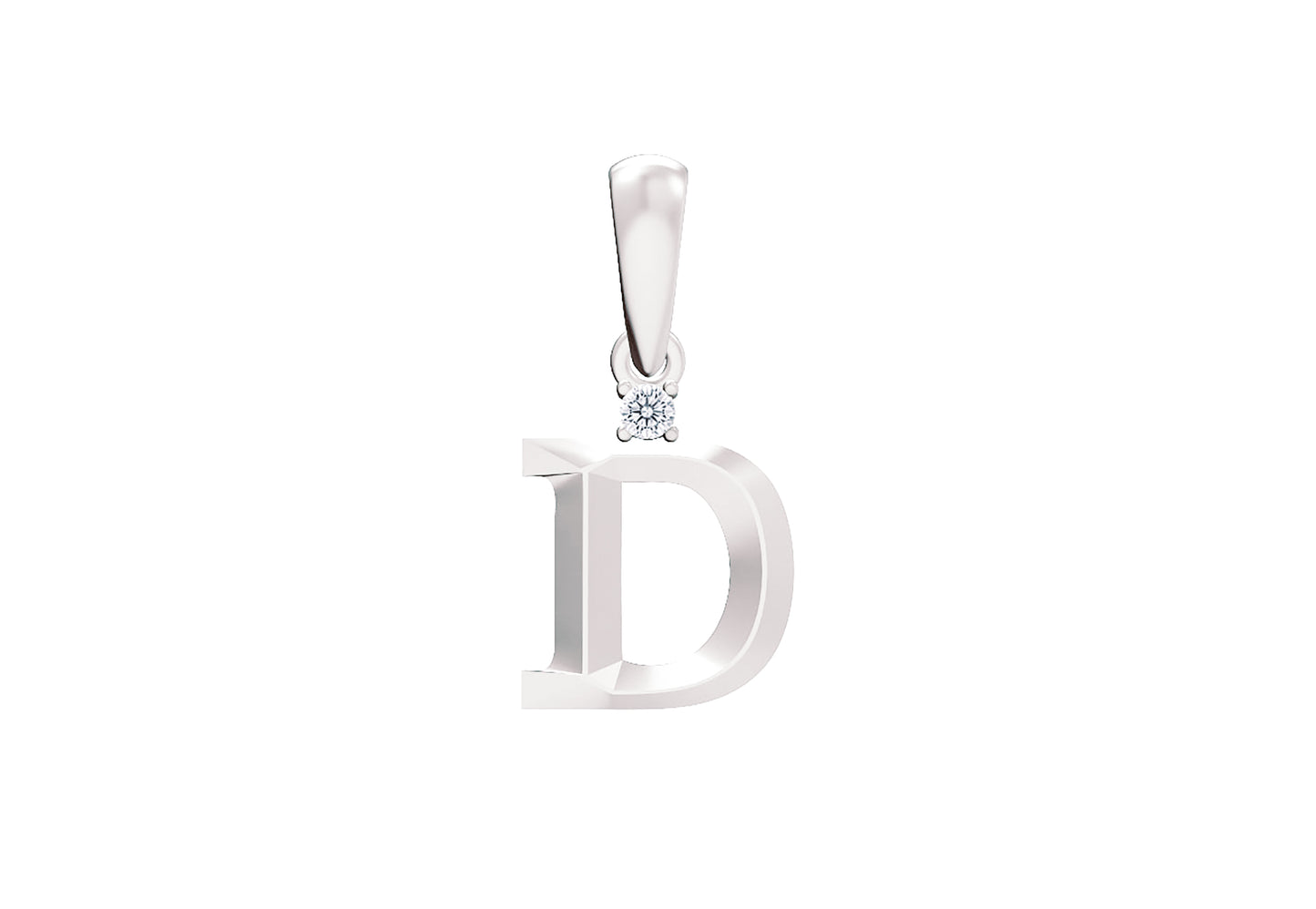 10K Gold Letter with 1.6mm Diamond Pendant Only - Dangle Bail