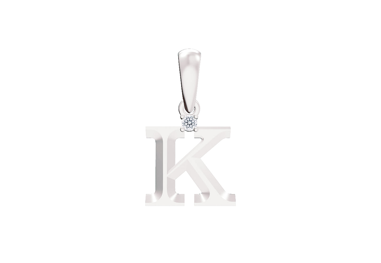 10K Gold Letter with 1.6mm Diamond Pendant Only - Dangle Bail