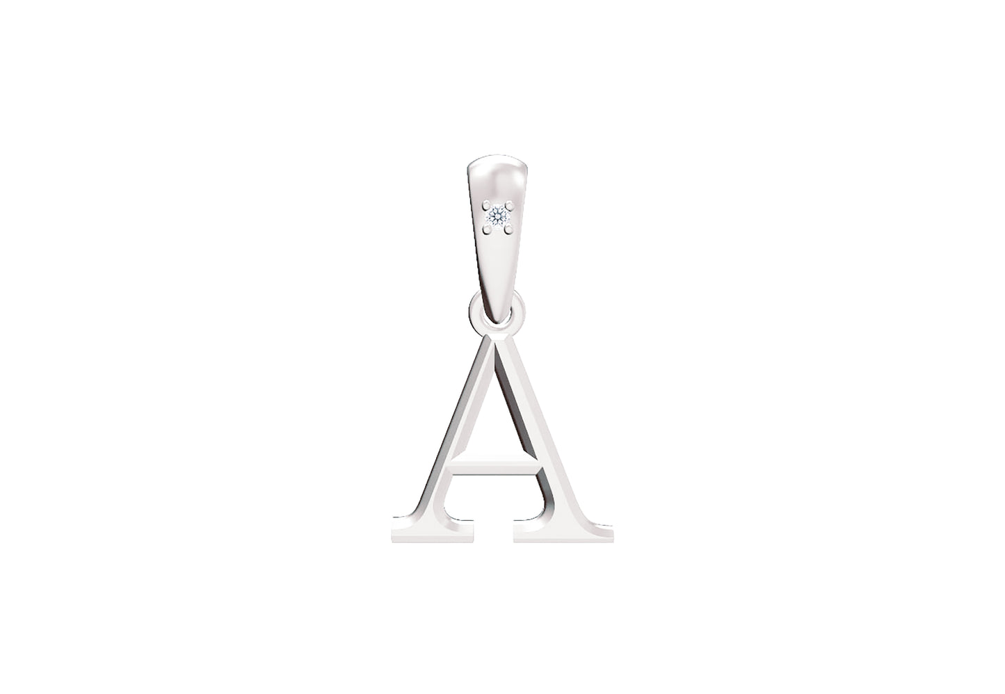 10K Gold Letter with 0.90mm Diamond Pendant Only - Dangle Bail