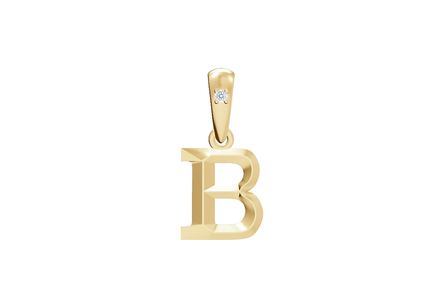 10K Gold Letter with 0.90mm Diamond Pendant Only - Dangle Bail