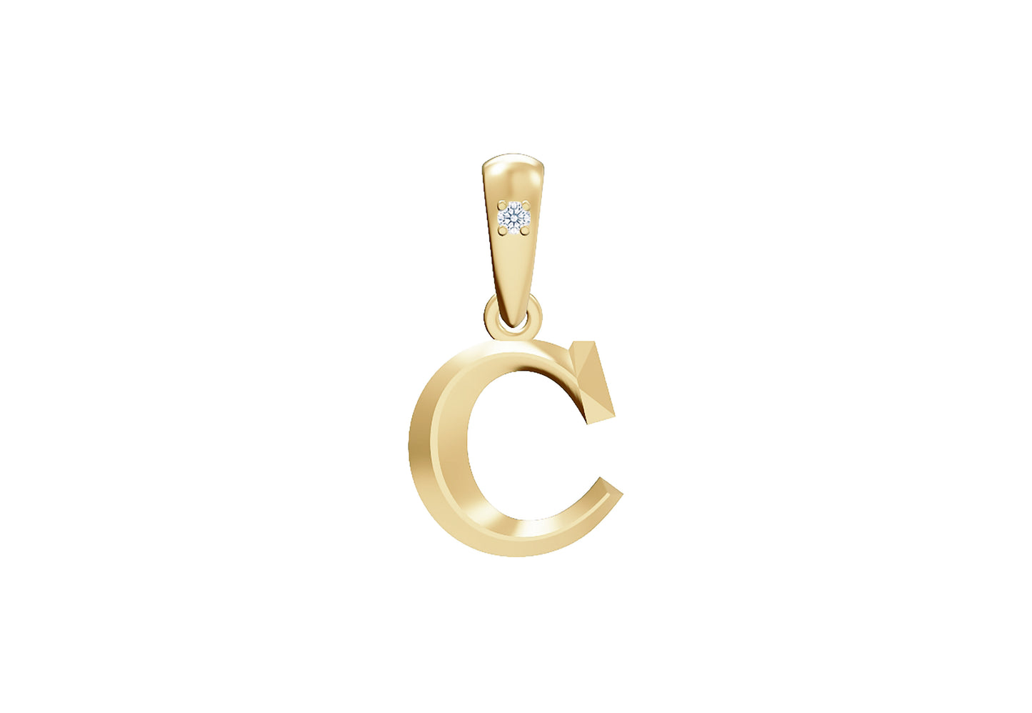 10K Gold Letter with 0.90mm Diamond Pendant Only - Dangle Bail
