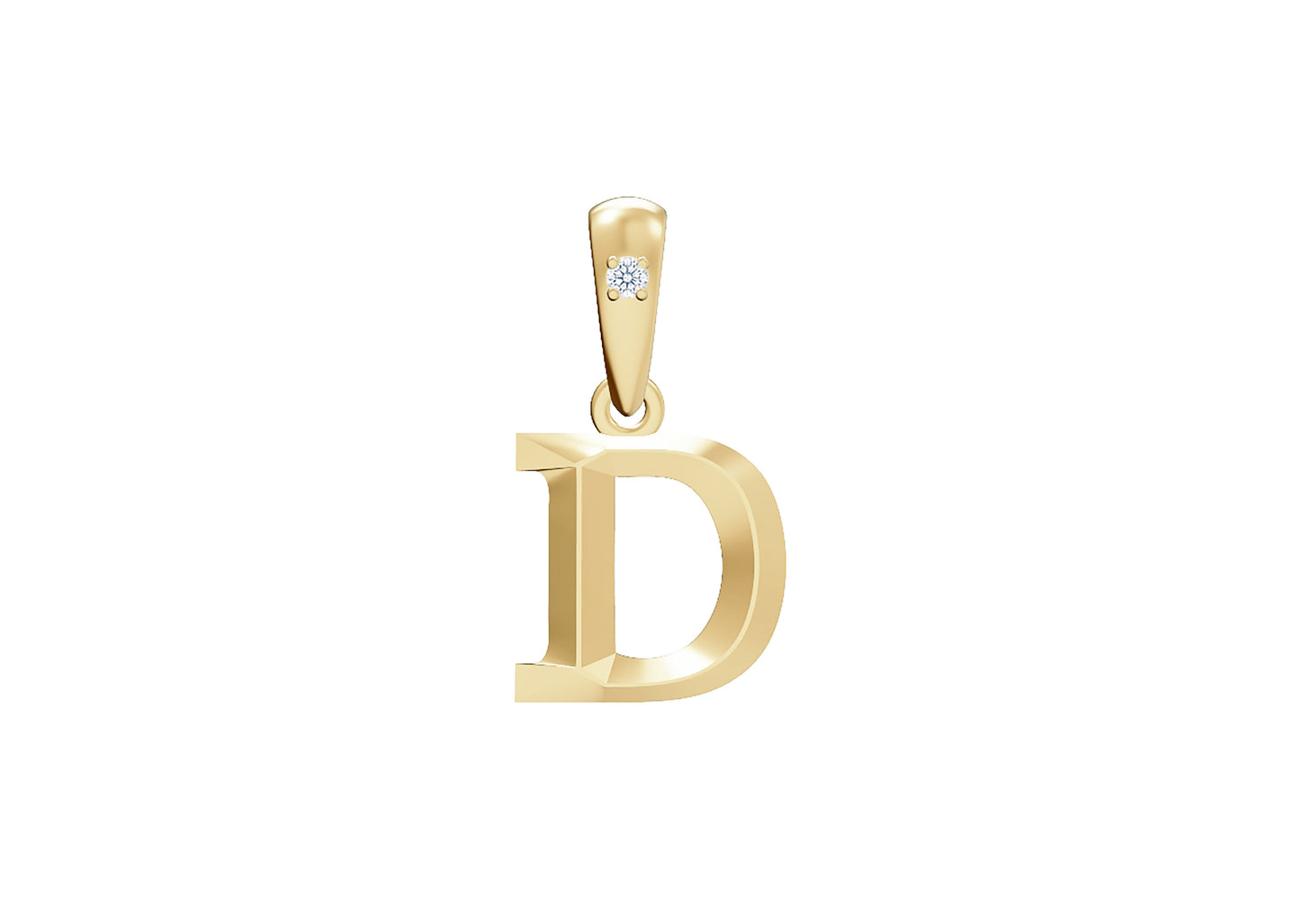10K Gold Letter with 0.90mm Diamond Pendant Only - Dangle Bail