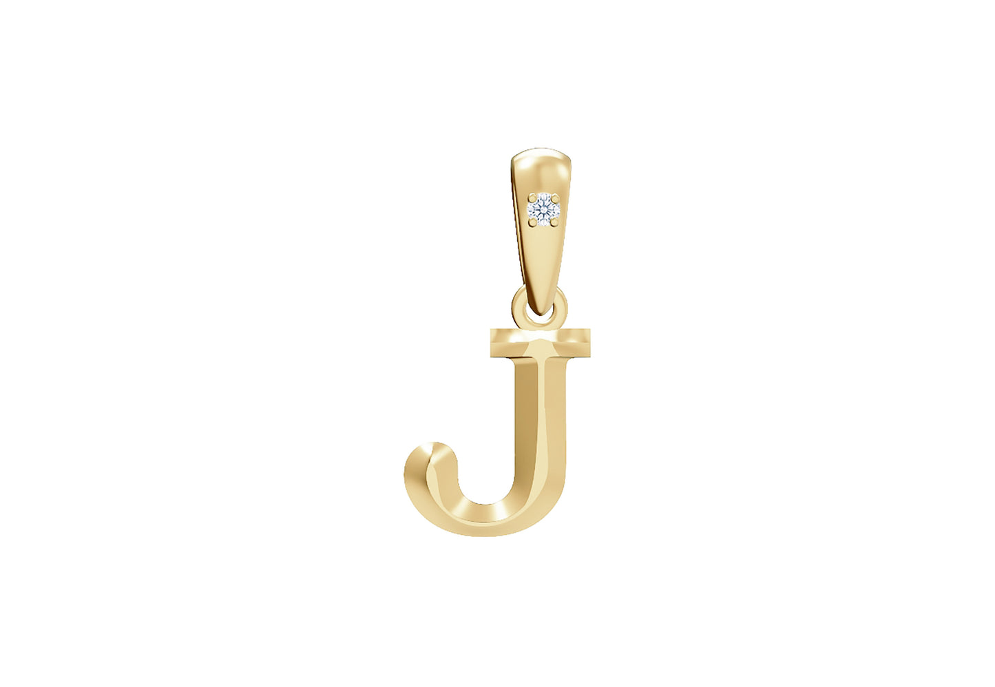 10K Gold Letter with 0.90mm Diamond Pendant Only - Dangle Bail