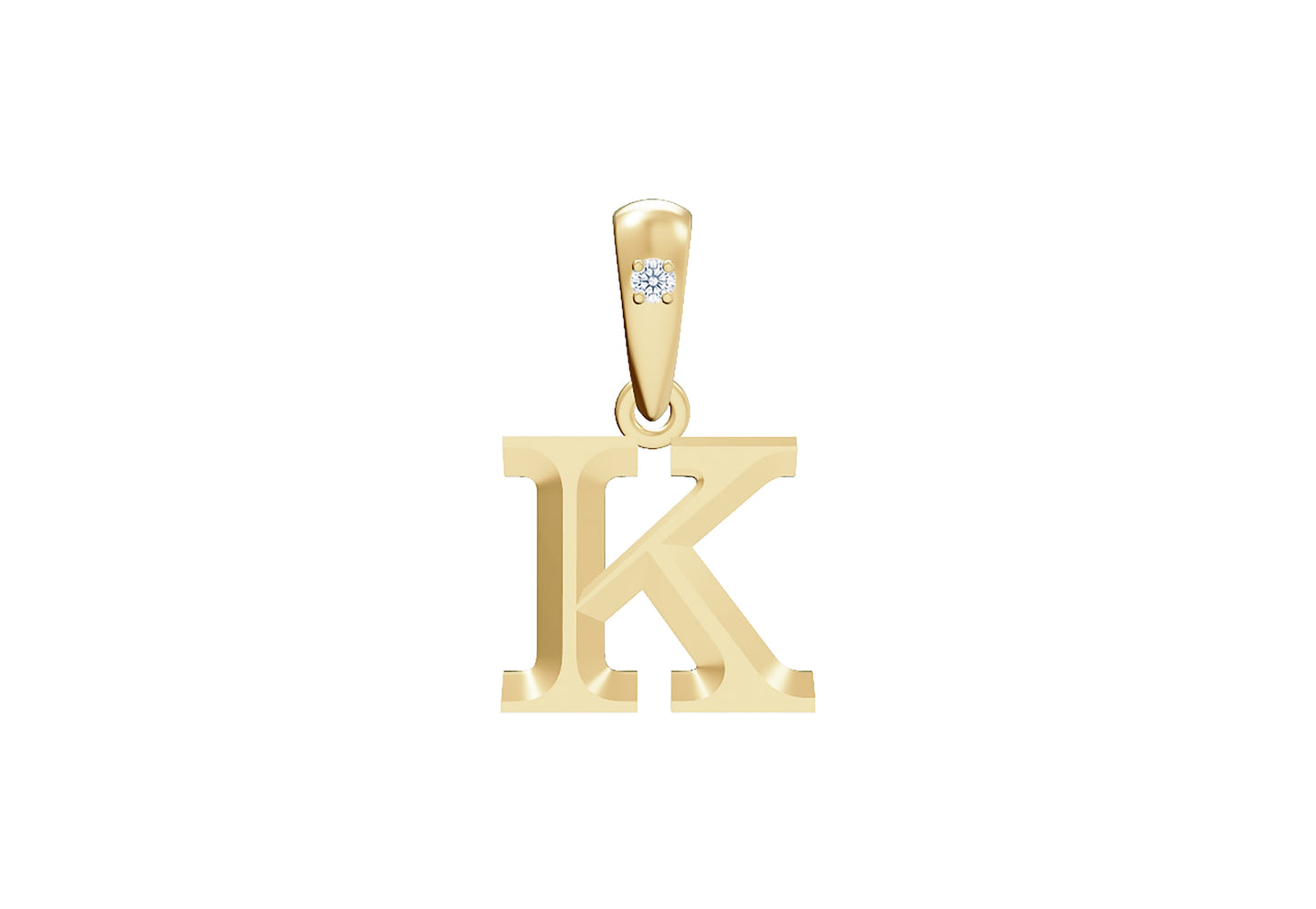 10K Gold Letter with 0.90mm Diamond Pendant Only - Dangle Bail